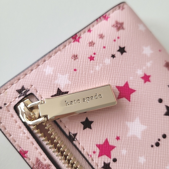 KATE SPADE Star Staci Large Slim Bifold Shimmery Pink Wallet - Picture 8 of 16